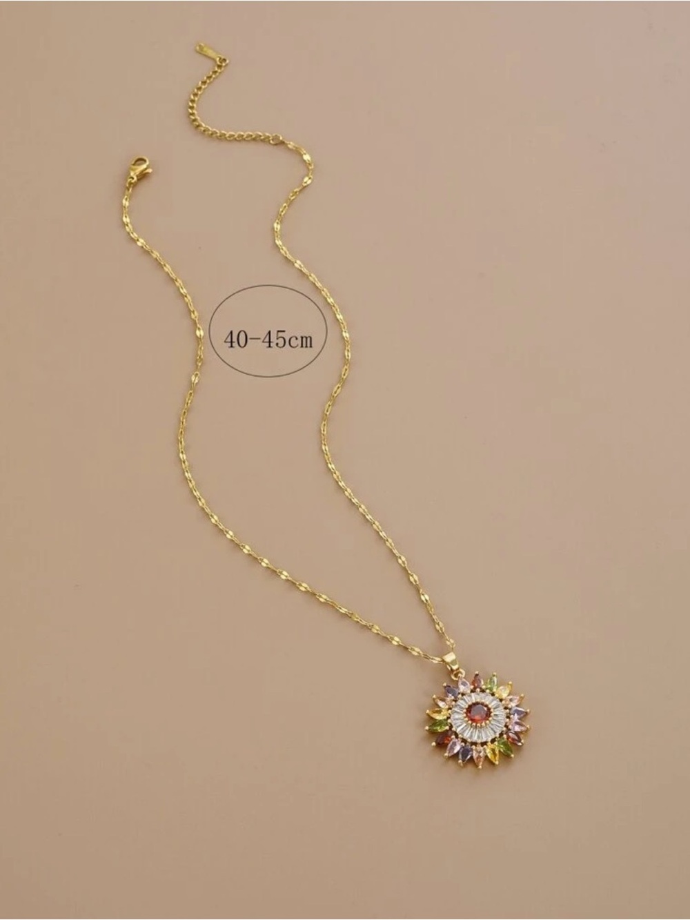 Stainless Steel Multicolor Sunburst Pendant Necklace - Women Jewelry - Picture 3 of 5